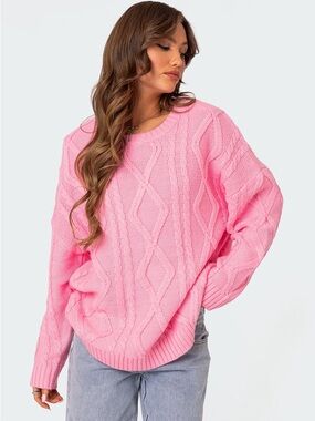 PacSun Pink Cable Knit Sweater Oversized Chunky Cozy Pullover